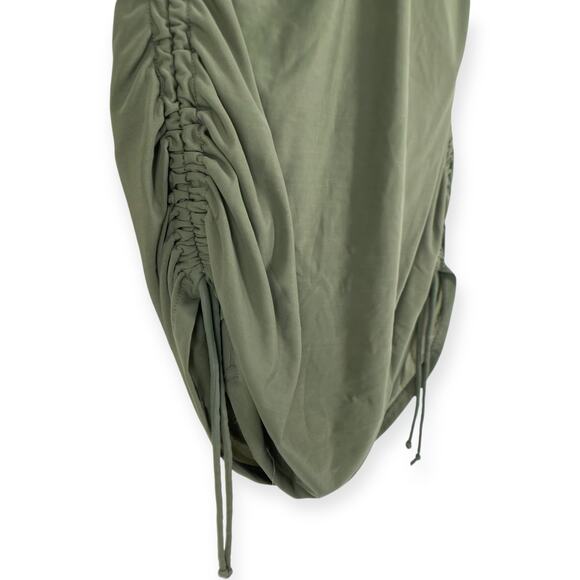 Lands End One Piece Adjustable V Neck Faux Wrap Olive Green Swim Dress 16 - Picture 9 of 10